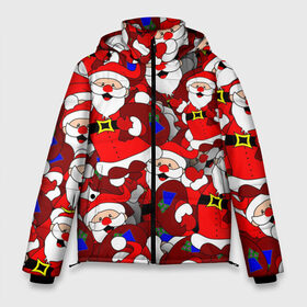 Мужская зимняя куртка 3D с принтом Веселый Санта в Екатеринбурге, верх — 100% полиэстер; подкладка — 100% полиэстер; утеплитель — 100% полиэстер | длина ниже бедра, свободный силуэт Оверсайз. Есть воротник-стойка, отстегивающийся капюшон и ветрозащитная планка. 

Боковые карманы с листочкой на кнопках и внутренний карман на молнии. | 