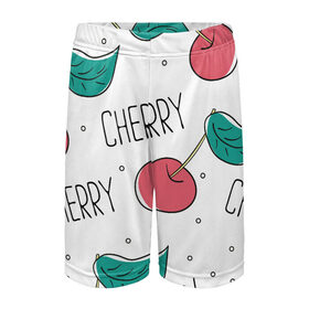 Детские спортивные шорты 3D с принтом Вишенки Cherry в Екатеринбурге,  100% полиэстер
 | пояс оформлен широкой мягкой резинкой, ткань тянется
 | cherry | белый | вишня | красный | лето | надпись | сад | черенок | черешня | ягода