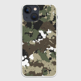 Чехол для iPhone 13 mini с принтом Камуфляж с кляксами в Екатеринбурге,  |  | гранж | камуфляж | капли | милитари | паттрен | пятно | хаки