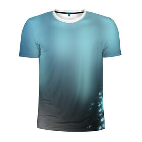 Мужская футболка 3D спортивная с принтом Водяные свечения в Екатеринбурге, 100% полиэстер с улучшенными характеристиками | приталенный силуэт, круглая горловина, широкие плечи, сужается к линии бедра | глубины | пузыри | свечение