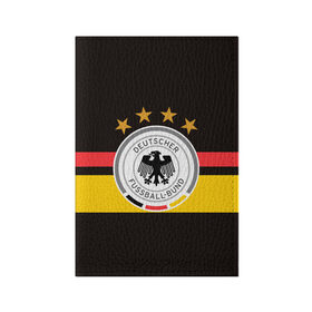 Обложка для паспорта матовая кожа с принтом СБОРНАЯ ГЕРМАНИИ в Екатеринбурге, натуральная матовая кожа | размер 19,3 х 13,7 см; прозрачные пластиковые крепления | Тематика изображения на принте: flag | football | germany | logo | sport | team | германия | логотип | сборная | спорт | флаг | футбол