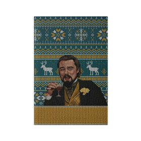 Обложка для паспорта матовая кожа с принтом Кэлвин Кэнди в Екатеринбурге, натуральная матовая кожа | размер 19,3 х 13,7 см; прозрачные пластиковые крепления | джанго особожденный | кэлвин кэнди | леонардо ди каприо | рождественский свитер