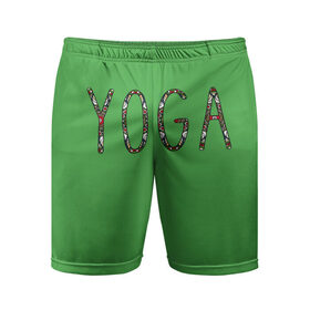 Мужские шорты спортивные с принтом Йога в Екатеринбурге,  |  | зож | иностранные надписи | йога | слова на английском языке | узоры | фитнес.