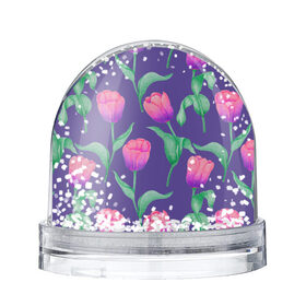 Снежный шар с принтом Тюльпаны на фиолетовом фоне в Екатеринбурге, Пластик | Изображение внутри шара печатается на глянцевой фотобумаге с двух сторон | зеленый | листья | любовь | паттерн | праздник | природа | растения | розовый | романтика | тюльпаны | узор | фиолетовый | цветы