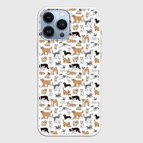 Чехол для iPhone 13 Pro Max с принтом Узор собаки много в Екатеринбурге,  |  | гав | детский | домашнее животное | животный | звери | команды | лапы | любителю животных | морды | песель | песик | псы | собаки | собачка | узор | хвост | шаблон | щенки