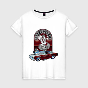 Женская футболка хлопок с принтом CHEVY NOVA в Екатеринбурге, 100% хлопок | прямой крой, круглый вырез горловины, длина до линии бедер, слегка спущенное плечо | avto | custom car | muscle car | nova | машина | скорость
