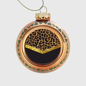 Стеклянный ёлочный шар с принтом Леопардовый принт в Екатеринбурге, Стекло | Диаметр: 80 мм | success | swagg | блеск | блестки | животнй принт | золотистый | золото | золотой | леопард | леопардовый принт | понты | тигровый