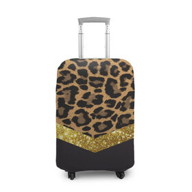 Чехол для чемодана 3D с принтом Леопардовый принт в Екатеринбурге, 86% полиэфир, 14% спандекс | двустороннее нанесение принта, прорези для ручек и колес | success | swagg | блеск | блестки | животнй принт | золотистый | золото | золотой | леопард | леопардовый принт | понты | тигровый