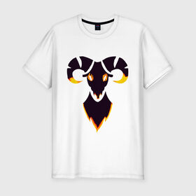 Мужская футболка хлопок Slim с принтом дьявольский овен в Екатеринбурге, 92% хлопок, 8% лайкра | приталенный силуэт, круглый вырез ворота, длина до линии бедра, короткий рукав | 