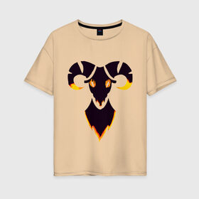 Женская футболка хлопок Oversize с принтом дьявольский овен в Екатеринбурге, 100% хлопок | свободный крой, круглый ворот, спущенный рукав, длина до линии бедер
 | 
