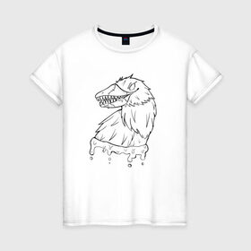Женская футболка хлопок с принтом Хоррор орел в Екатеринбурге, 100% хлопок | прямой крой, круглый вырез горловины, длина до линии бедер, слегка спущенное плечо | 