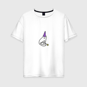 Женская футболка хлопок Oversize с принтом Грустный Вжух в Екатеринбурге, 100% хлопок | свободный крой, круглый ворот, спущенный рукав, длина до линии бедер
 | 