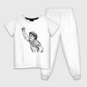 Детская пижама хлопок с принтом Марадона в Екатеринбурге, 100% хлопок |  брюки и футболка прямого кроя, без карманов, на брюках мягкая резинка на поясе и по низу штанин
 | аргентина | диего | капитан | марадона | футбол | чемпион