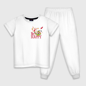 Детская пижама хлопок с принтом Be happy в Екатеринбурге, 100% хлопок |  брюки и футболка прямого кроя, без карманов, на брюках мягкая резинка на поясе и по низу штанин
 | daffy | duck | looney | pig | porky | tunes | vdzajul | дак | даффи | пиг | порки