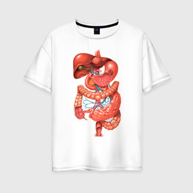 Женская футболка хлопок Oversize с принтом Органы в Екатеринбурге, 100% хлопок | свободный крой, круглый ворот, спущенный рукав, длина до линии бедер
 | анатомия | биология | внутренности | легкие | органы | сердце