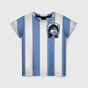 Детская футболка 3D с принтом Диего Армандо Марадона D10S в Екатеринбурге, 100% гипоаллергенный полиэфир | прямой крой, круглый вырез горловины, длина до линии бедер, чуть спущенное плечо, ткань немного тянется | d10s | maradona | аргентина | армандо | барселона | бога | джерси | диего | легенда | марадон | марадона | марадоны | рука | форма
