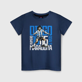 Детская футболка хлопок с принтом 10 Diego Maradona в Екатеринбурге, 100% хлопок | круглый вырез горловины, полуприлегающий силуэт, длина до линии бедер | Тематика изображения на принте: 10 номер | diego | football | maradona | maradonna | арегнтина | бога | диего | марадона | марадонна | ретро | рука | сборная аргентины | футбол | футболист