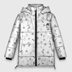 Женская зимняя куртка 3D с принтом Астронавт и одуванчики в Екатеринбурге, верх — 100% полиэстер; подкладка — 100% полиэстер; утеплитель — 100% полиэстер | длина ниже бедра, силуэт Оверсайз. Есть воротник-стойка, отстегивающийся капюшон и ветрозащитная планка. 

Боковые карманы с листочкой на кнопках и внутренний карман на молнии | 