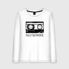 Женский лонгслив хлопок с принтом OLD SCHOOL в Екатеринбурге, 100% хлопок |  | old school | касета | магнитофон | плёнка | старая школа