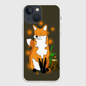 Чехол для iPhone 13 mini с принтом Лиса в лесу в Екатеринбурге,  |  | animals | fox | в лесу | дерево | дикий | животные | зверек | зверь | кусты | лес | лесной | лесные | лиса | лисенок | лисица | лисичка | листья | мордочка | мультяшный | пенек | природа | растения | рыжая
