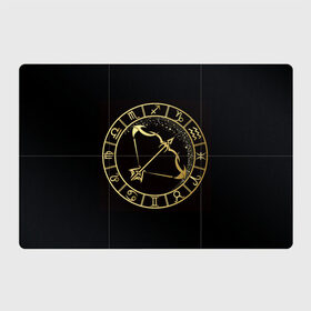 Магнитный плакат 3Х2 с принтом Стрелец в Екатеринбурге, Полимерный материал с магнитным слоем | 6 деталей размером 9*9 см | знаки зодиака | золотой рисунок | стрелец | черный фон