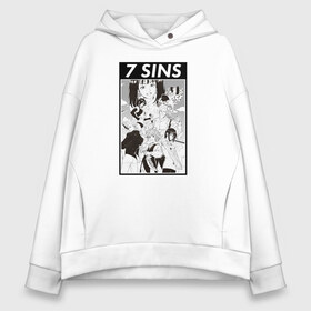 Женское худи Oversize хлопок с принтом The Seven Deadly Sins в Екатеринбурге, френч-терри — 70% хлопок, 30% полиэстер. Мягкий теплый начес внутри —100% хлопок | боковые карманы, эластичные манжеты и нижняя кромка, капюшон на магнитной кнопке | nanatsu no taizai | nanatsu no taizai: the seven deadly sins | the seven deadly sins