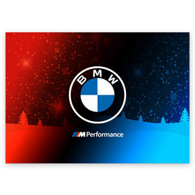 Поздравительная открытка с принтом BMW - Снежный в Екатеринбурге, 100% бумага | плотность бумаги 280 г/м2, матовая, на обратной стороне линовка и место для марки
 | Тематика изображения на принте: 2020 | auto | b m w | bmv | bmw | car | logo | moto | performance | power | series | sport | авто | б м в | бмв | год | игра | игры | иьц | лого | логотип | марка | машина | мото | мотоцикл | новогодний | новый | павер | перфоманс | серии |