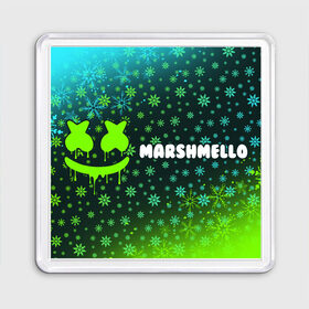 Магнит 55*55 с принтом MARSHMELLO - Зимний в Екатеринбурге, Пластик | Размер: 65*65 мм; Размер печати: 55*55 мм | face | logo | marsh | marshmallow | marshmello | marshmelo | mello | smile | год | лицо | лого | маршмеллов | маршмеллоу | маршмеллу | маршмело | маршмелов | маршмелоу | маска | музыка | новогодний | новый | рожица | символ | смайл