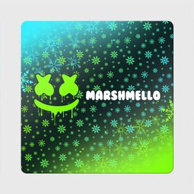 Магнит виниловый Квадрат с принтом MARSHMELLO - Зимний в Екатеринбурге, полимерный материал с магнитным слоем | размер 9*9 см, закругленные углы | face | logo | marsh | marshmallow | marshmello | marshmelo | mello | smile | год | лицо | лого | маршмеллов | маршмеллоу | маршмеллу | маршмело | маршмелов | маршмелоу | маска | музыка | новогодний | новый | рожица | символ | смайл