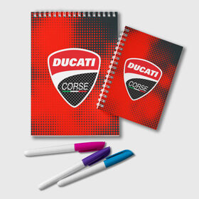 Блокнот с принтом Ducati Corse (Z) в Екатеринбурге, 100% бумага | 48 листов, плотность листов — 60 г/м2, плотность картонной обложки — 250 г/м2. Листы скреплены удобной пружинной спиралью. Цвет линий — светло-серый
 | audi | audi ag | corse | ducati | ducati corse | ducati motor holding | hypermotard | multistrada | panigale | scrambler | streetfighter | supersport | дукати | массимо борди | мото | фабио тальони