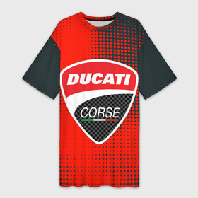 Платье-футболка 3D с принтом Ducati Corse | Дукати (Z) в Екатеринбурге,  |  | audi | audi ag | corse | ducati | ducati corse | ducati motor holding | hypermotard | multistrada | panigale | scrambler | streetfighter | supersport | дукати | массимо борди | мото | фабио тальони