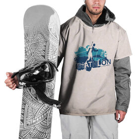 Накидка на куртку 3D с принтом Биатлон в Екатеринбурге, 100% полиэстер |  | активный отдых | биатлон | биатлонист | зима | лыжник | снег | снежинки | соревнования | спорт | стрелок | трасса