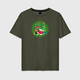 Женская футболка хлопок Oversize с принтом Dear Santa I want it all в Екатеринбурге, 100% хлопок | свободный крой, круглый ворот, спущенный рукав, длина до линии бедер
 | Тематика изображения на принте: daffy | duck | tunes | vdzajul | дак | даффи