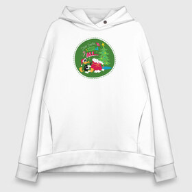 Женское худи Oversize хлопок с принтом Dear Santa I want it all в Екатеринбурге, френч-терри — 70% хлопок, 30% полиэстер. Мягкий теплый начес внутри —100% хлопок | боковые карманы, эластичные манжеты и нижняя кромка, капюшон на магнитной кнопке | daffy | duck | tunes | vdzajul | дак | даффи