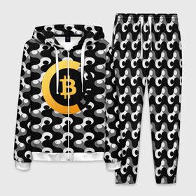 Мужской костюм 3D с принтом BTC БИТКОИН (S) в Екатеринбурге, 100% полиэстер | Манжеты и пояс оформлены тканевой резинкой, двухслойный капюшон со шнурком для регулировки, карманы спереди | Тематика изображения на принте: bitcoin | btc | биткоин | валюта | деньги | криптовалюта