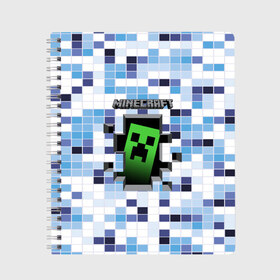 Тетрадь с принтом Minecraft (S) в Екатеринбурге, 100% бумага | 48 листов, плотность листов — 60 г/м2, плотность картонной обложки — 250 г/м2. Листы скреплены сбоку удобной пружинной спиралью. Уголки страниц и обложки скругленные. Цвет линий — светло-серый
 | craft | creeper | earth | logo | mine | minecraft | mobile | online | земля | игра | крипер | лого | майкрафт | майнкрафт | онлайн | подземелье