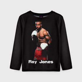 Детский лонгслив 3D с принтом Roy Jones в Екатеринбурге, 100% полиэстер | длинные рукава, круглый вырез горловины, полуприлегающий силуэт
 | boxer | boxing | great boxer | roy jones | roy jones lettering | roy jones print | бокс | боксер | великий боксер | надпись roy jones | принт roy jones | рой джонс