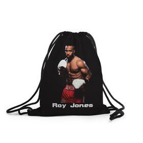 Рюкзак-мешок 3D с принтом Roy Jones в Екатеринбурге, 100% полиэстер | плотность ткани — 200 г/м2, размер — 35 х 45 см; лямки — толстые шнурки, застежка на шнуровке, без карманов и подкладки | boxer | boxing | great boxer | roy jones | roy jones lettering | roy jones print | бокс | боксер | великий боксер | надпись roy jones | принт roy jones | рой джонс