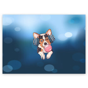 Поздравительная открытка с принтом Dog в Екатеринбурге, 100% бумага | плотность бумаги 280 г/м2, матовая, на обратной стороне линовка и место для марки
 | animal | dog | pet | puppy | арт | животные | пес | собаки