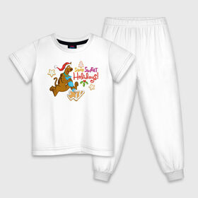 Детская пижама хлопок с принтом Super sweet holidays в Екатеринбурге, 100% хлопок |  брюки и футболка прямого кроя, без карманов, на брюках мягкая резинка на поясе и по низу штанин
 | 005850 | scooby doo | shaggy | vdkotan | велма | дафна | скуби | скуби ду | шэгги