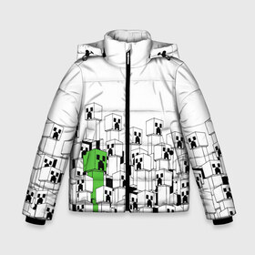 Зимняя куртка для мальчиков 3D с принтом Minecraft Крипер в Екатеринбурге, ткань верха — 100% полиэстер; подклад — 100% полиэстер, утеплитель — 100% полиэстер | длина ниже бедра, удлиненная спинка, воротник стойка и отстегивающийся капюшон. Есть боковые карманы с листочкой на кнопках, утяжки по низу изделия и внутренний карман на молнии. 

Предусмотрены светоотражающий принт на спинке, радужный светоотражающий элемент на пуллере молнии и на резинке для утяжки | creeper | game | зомби | игра | крипер | майн | майнкрафт | монстр