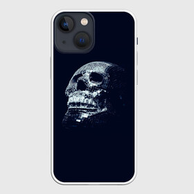 Чехол для iPhone 13 mini с принтом Череп в Екатеринбурге,  |  | skull | глазницы | квадратики | синий | скелет | череп | черепушка