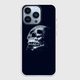 Чехол для iPhone 13 Pro с принтом Череп в Екатеринбурге,  |  | skull | глазницы | квадратики | синий | скелет | череп | черепушка