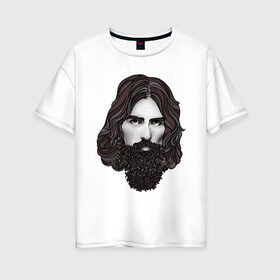 Женская футболка хлопок Oversize с принтом Джордж Харрисон в Екатеринбурге, 100% хлопок | свободный крой, круглый ворот, спущенный рукав, длина до линии бедер
 | 