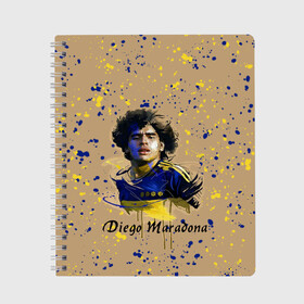 Тетрадь с принтом Diego Maradona в Екатеринбурге, 100% бумага | 48 листов, плотность листов — 60 г/м2, плотность картонной обложки — 250 г/м2. Листы скреплены сбоку удобной пружинной спиралью. Уголки страниц и обложки скругленные. Цвет линий — светло-серый
 | cup | diego maradona | diego maradona letterin | diego maradona print | football | footballer | great footballer | number 10 | великий футболист | диего марадона | кубок | надпись диего марадона | номер 10 | принт диего марадона | футбол 