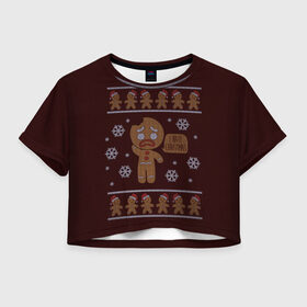Женская футболка Crop-top 3D с принтом I Hate Christmas в Екатеринбурге, 100% полиэстер | круглая горловина, длина футболки до линии талии, рукава с отворотами | 