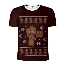 Мужская футболка 3D спортивная с принтом I Hate Christmas в Екатеринбурге, 100% полиэстер с улучшенными характеристиками | приталенный силуэт, круглая горловина, широкие плечи, сужается к линии бедра | Тематика изображения на принте: 
