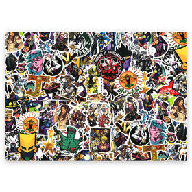 Поздравительная открытка с принтом JoJo’s Sticker Bombing в Екатеринбурге, 100% бумага | плотность бумаги 280 г/м2, матовая, на обратной стороне линовка и место для марки
 | anime | jojo’s bizarre adventure | sticker bombing | аниме | джо джо | жо жо | манга | мультфильм | невероятные приключения джоджо | персонаж | стикер бомбинг