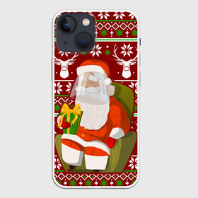 Чехол для iPhone 13 mini с принтом Санта с защитным экраном в Екатеринбурге,  |  | deer | happy new year | new year | santa | защитный экран | корона | коронавирус | новогодний свитер | новый год | санта | санта клаус | свитер | свитер с маской | свитер с оленями