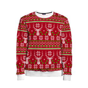 Детский свитшот 3D с принтом Viral sweater в Екатеринбурге, 100% полиэстер | свободная посадка, прямой крой, мягкая тканевая резинка на рукавах и понизу свитшота | deer | happy new year | new year | santa | защитный экран | корона | коронавирус | новогодний свитер | новый год | свитер | свитер с маской | свитер с оленями
